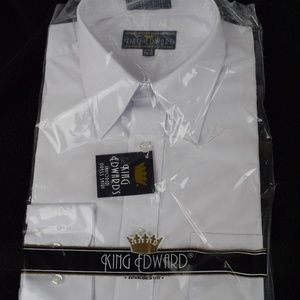 NWT King Edward Long Sleeve White Dress Shirt 15/15.5 neck